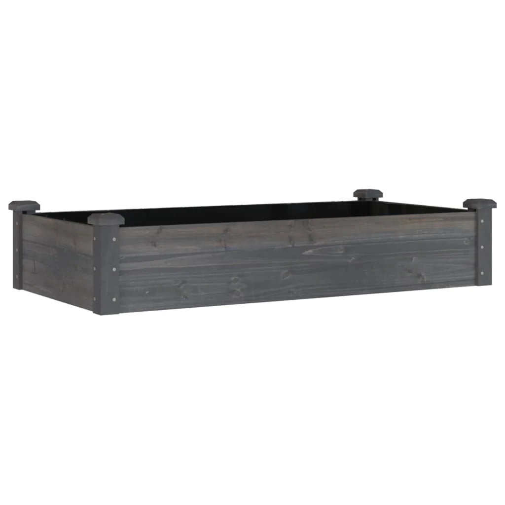 Fioriera rialzata per piante fiori patio giardino rivestimento 120 x 60 x 25 cm legno massello di abete grigio 02_0039838