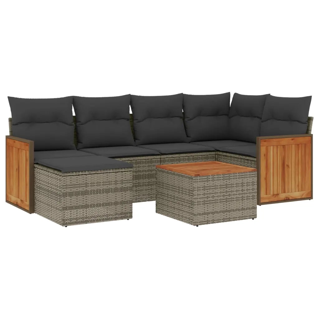 Set Divani da Giardino 7 pz con Cuscini Grigio in Polyrattan 3260268