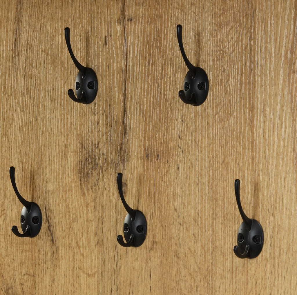 Mobile ingresso con specchio; scarpiera e panca 100x38x191 cm in MDF nero e naturale