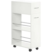 Carrello da Cucina ¨C Xylo ¨C Truciolato e Acciaio Inox, 2 Ripiani, Cassetto, 25x50x85 cm