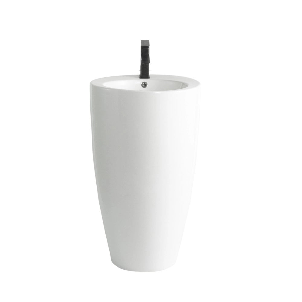 Lavabo freestanding rotondo in ceramica bianco lucido 50x50xH86 – Modello LAV203