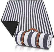 Pavimento da picnic Blu-Bianco a Strisce XXL 200x200cm - Impermeabile & Ripiegabile