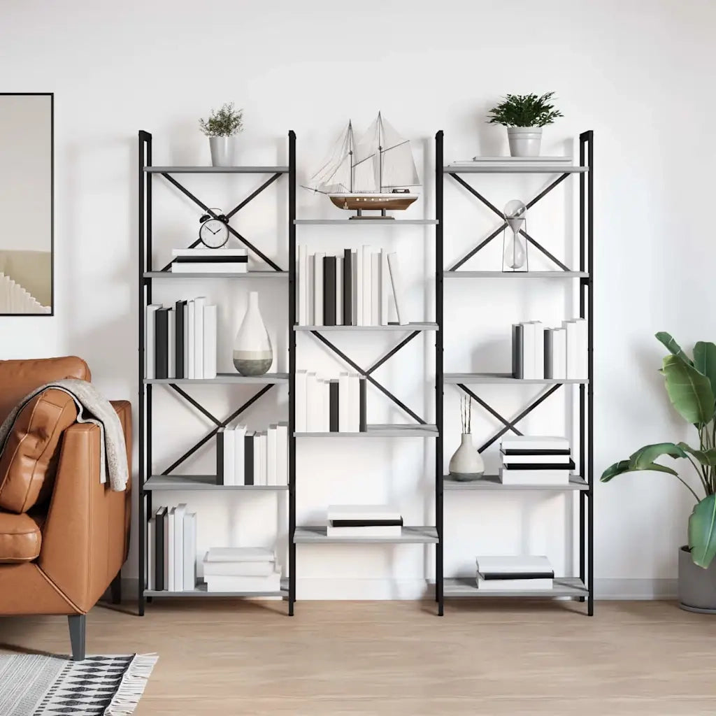 Libreria-Scaffale per Libri-Mobile di Stoccaggio Grigio sonoma 156 x 25 x 167 cm Legno multistrato
