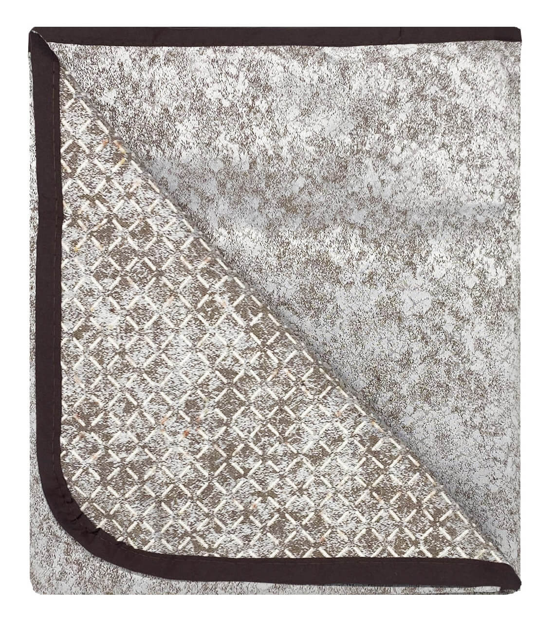 Copridivano con Penisola Destra Seduta 290 cm in Poliestere e Cotone Marrone