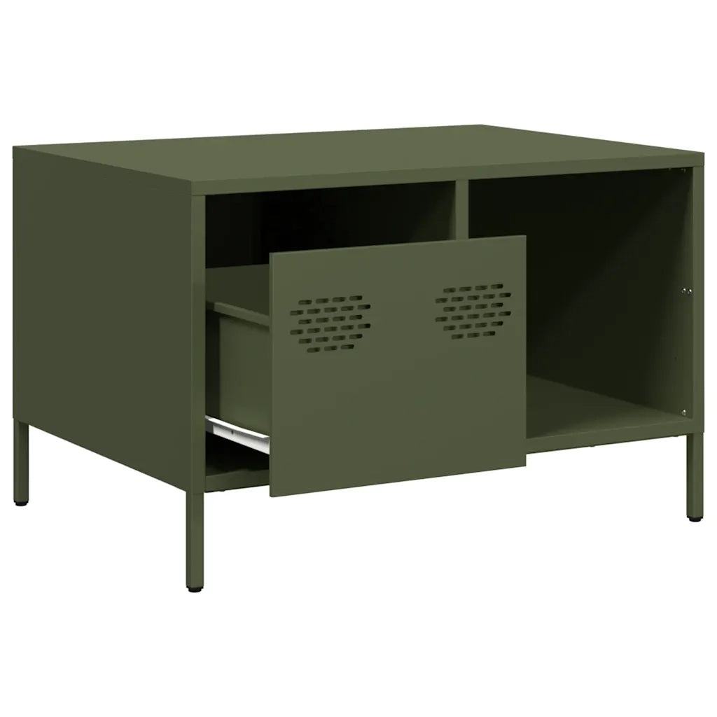 Tavolino da salotto | Tavolino da caff¨¨ | Tavolino da Soggiorno Verde Oliva 68,5x50x43,5 cm Acciaio Laminato a Freddo