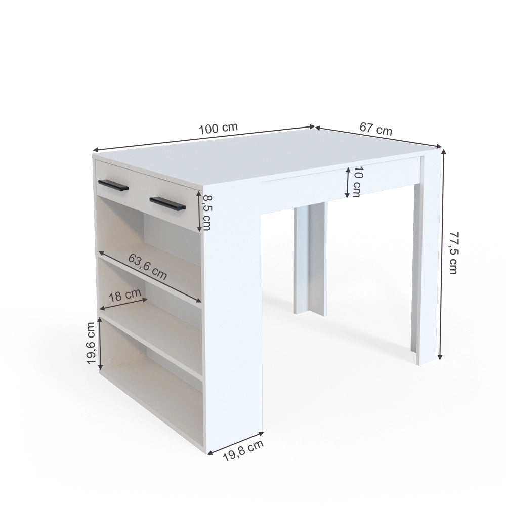 Vicco Tavolo da pranzo Bianco 67 x 100 cm