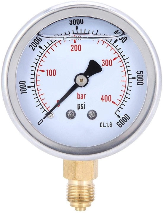 Drukmeter 400 bar RVS 1/4 BSP Azzera con precisione per macchine con dimensioni compatte per diverse applicazioni