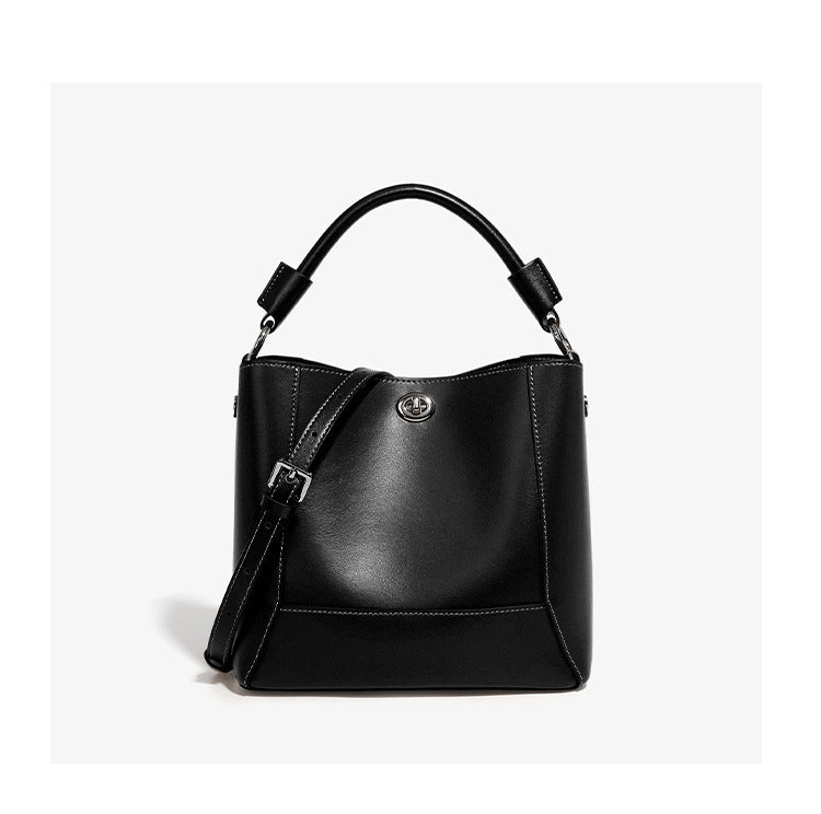 Borsa tote da donna in vera pelle, ideale per viaggi e viaggi, colore nero.