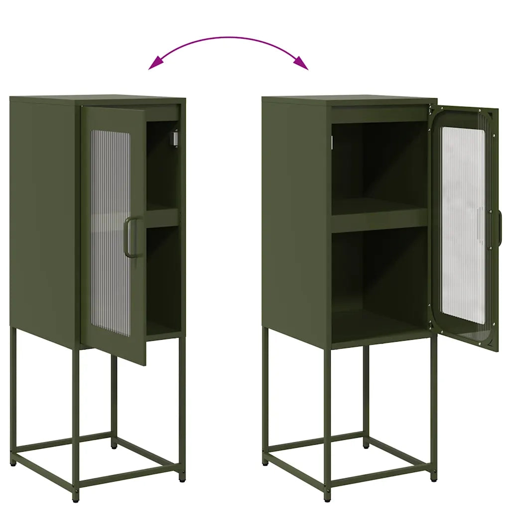 Credenza | Madia | Buffet da pranzo | Armadio da pranzo Verde Oliva 36x39x107 cm in Acciaio Laminato a Freddo