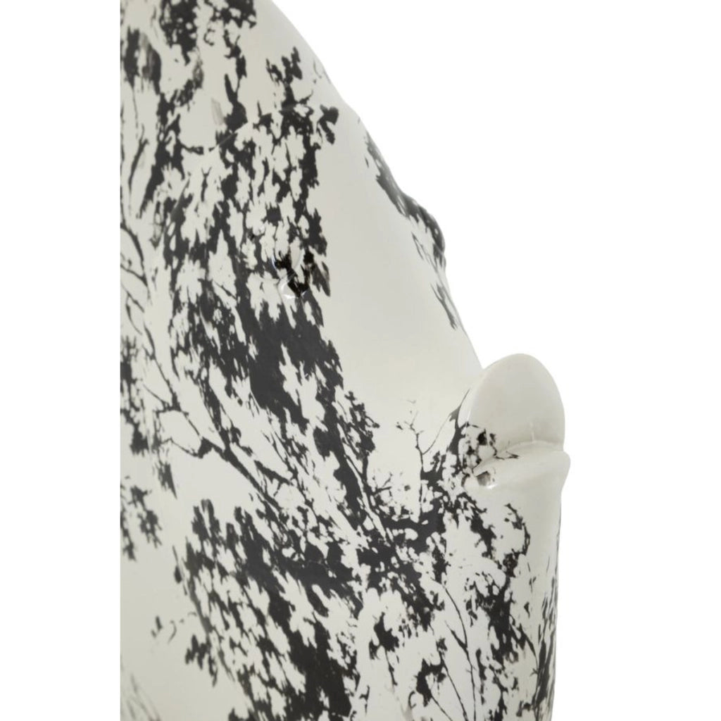 Scultura decorativa a forma di pesce in poliresina bianco e nero