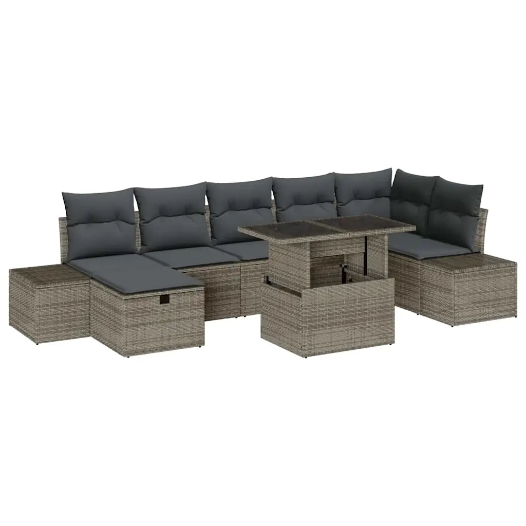 Set Divano da Giardino 8 pcs Grigio polyrattan