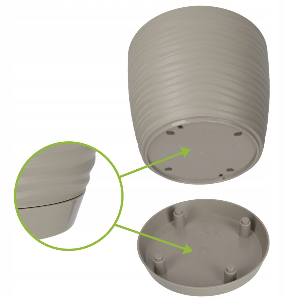 Vaso da fiori KADAX rotondo da 17 cm in plastica grigia