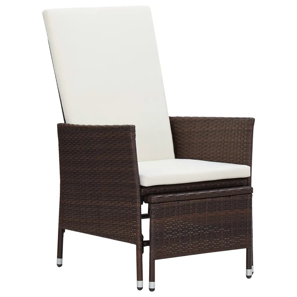 Set Divani da Giardino 3 pz | Set Salotto da Giardino con Cuscini in Polyrattan Marrone