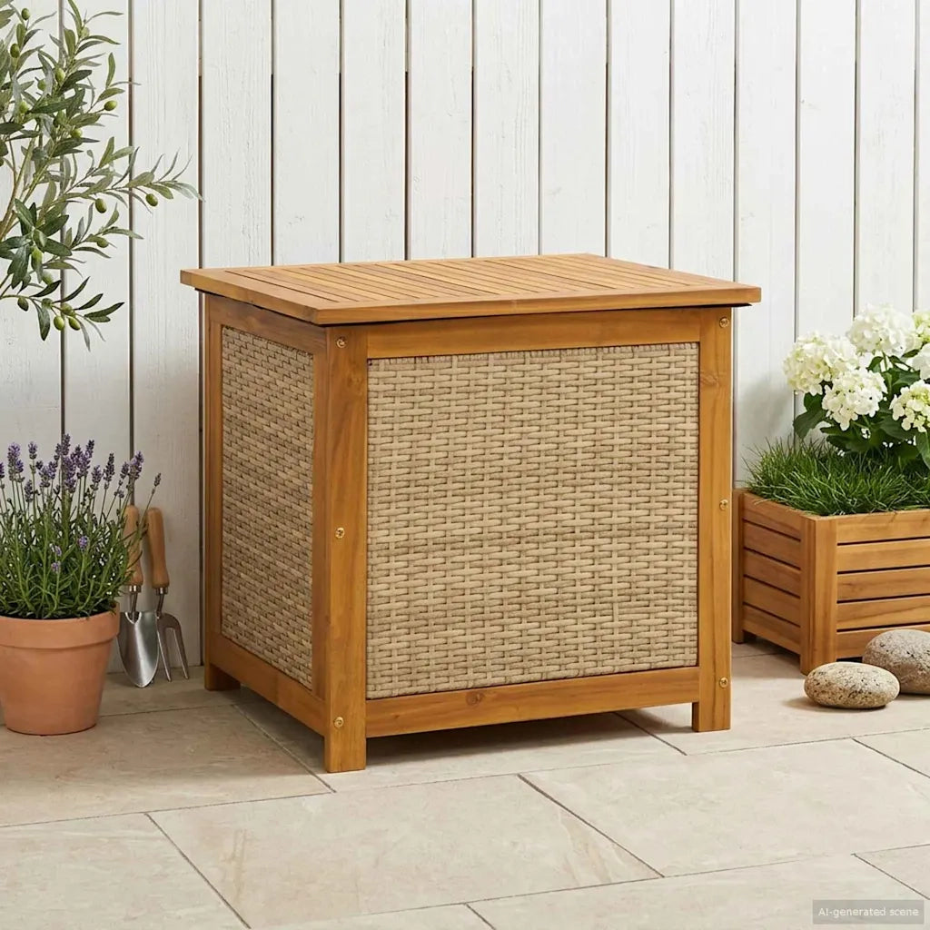 Scatola di Stoccaggio per Giardino 185 L 60 x 50 x 56 cm Beige 42002718