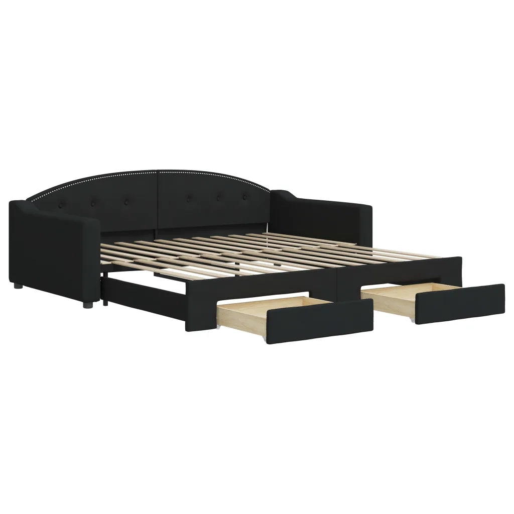 Divano Letto Estraibile con Cassetti-Sofa Letto-Daybed Nero 100x200 cm in Tessuto 730324