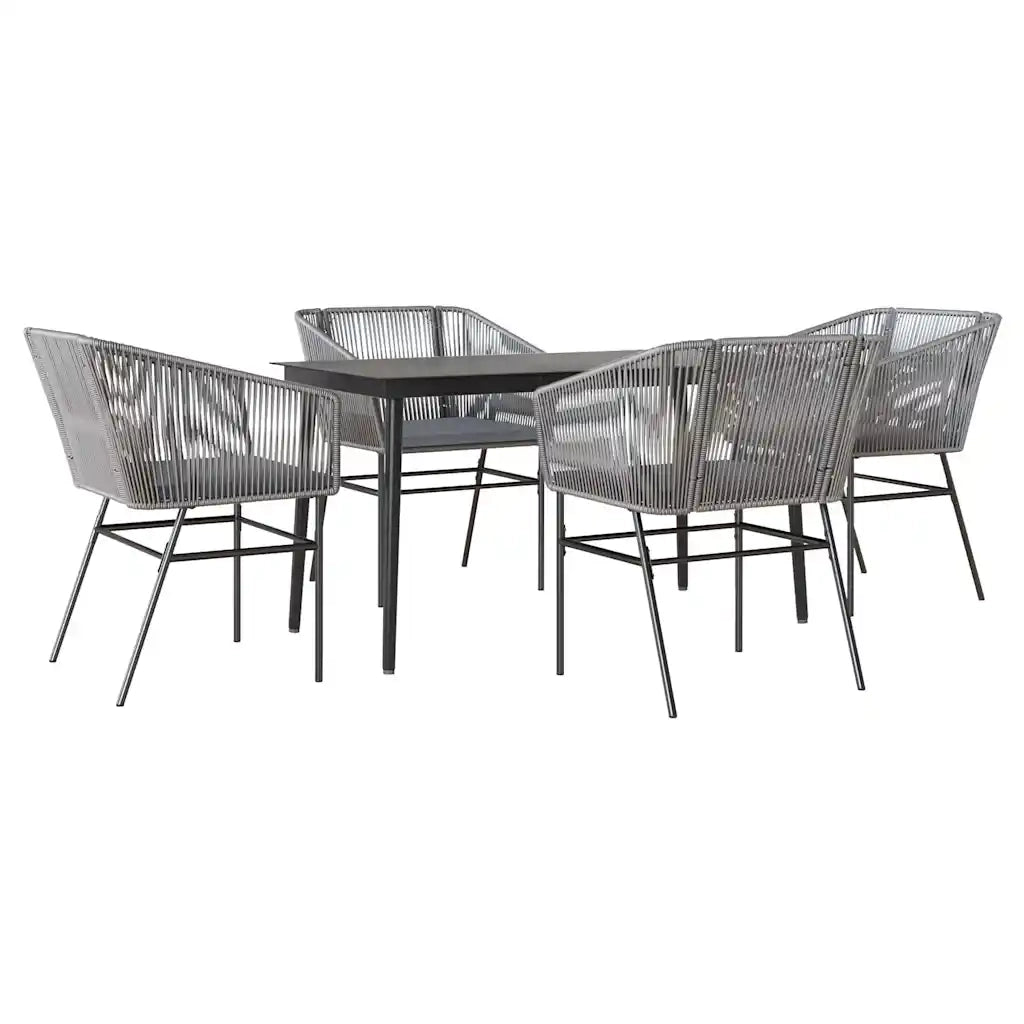 Set da Pranzo da Giardino 5 pz con Cuscini Polyrattan Vetro