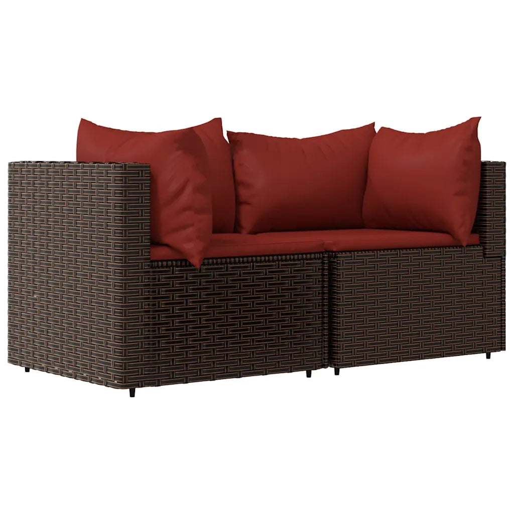 Set Mobili da Giardino 3 pz con Cuscini in Polyrattan Marronecod mxl 130054