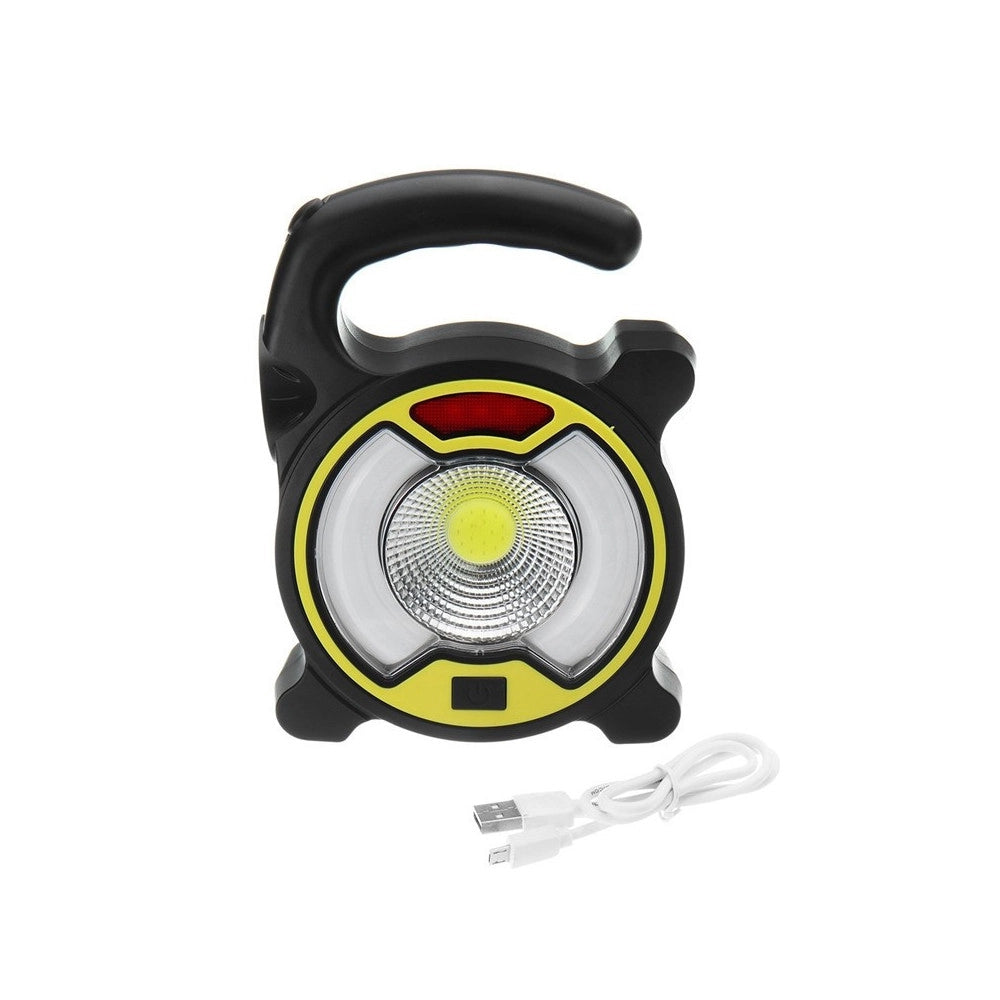 Trade Shop - Torcia Led Cob Emergenza Luce Faro Da Lavoro Ricaricabile Con Pannello Solare -