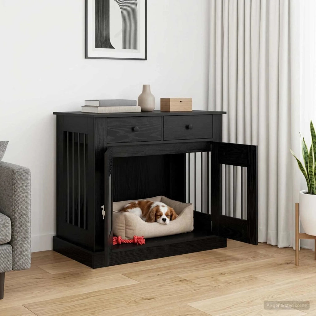Mobile da cassa per cani Rovere Nero 90 x 47,5 x 80 cm 8014773