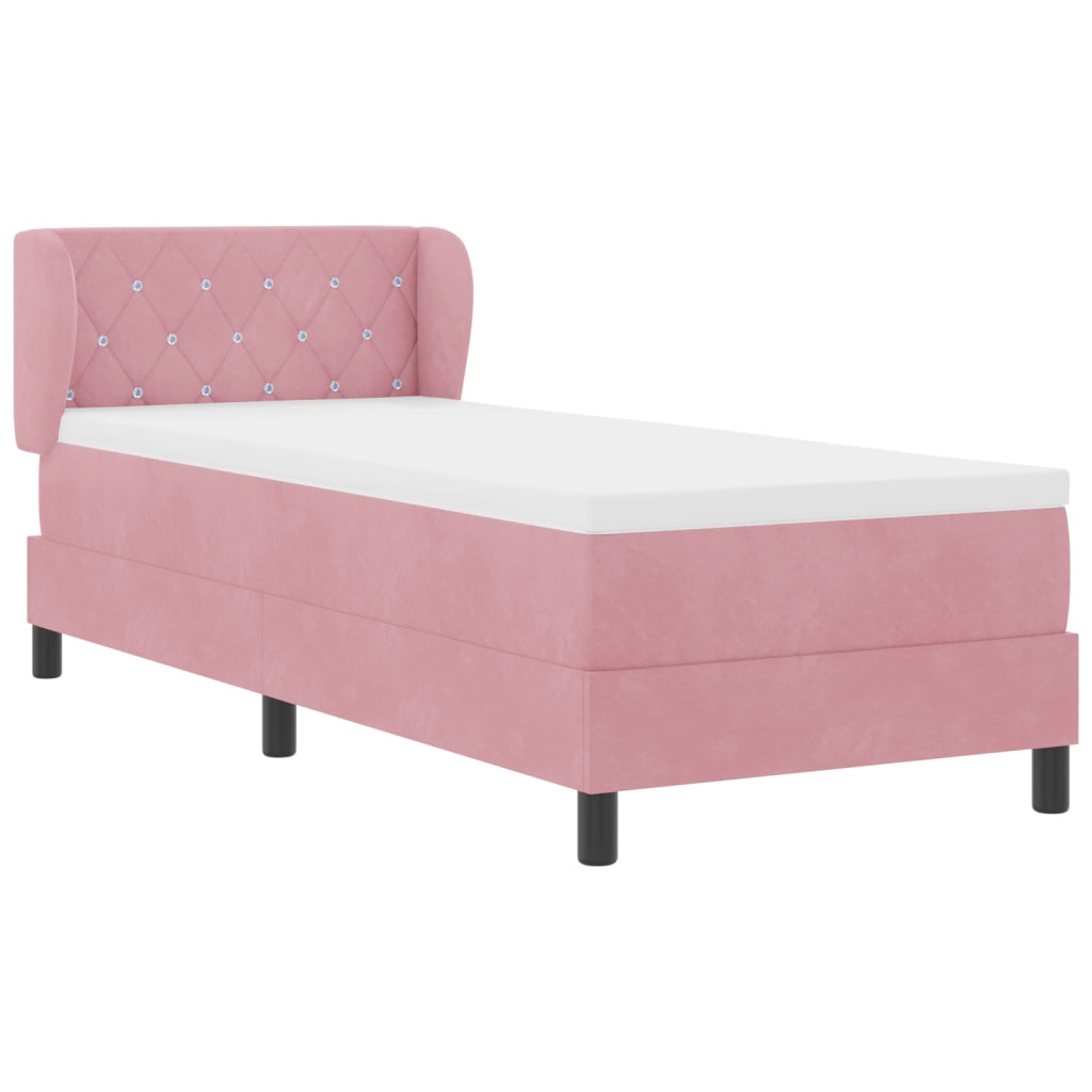 Letto Box Spring con Materasso Rosa 80x200 cm in Velluto di