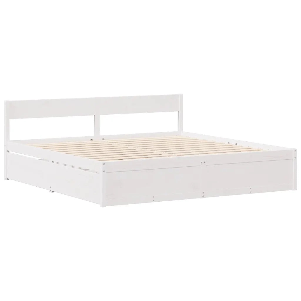 vidaXL Giroletto senza Materasso Bianco 200x200 cm Legno Massello Pino