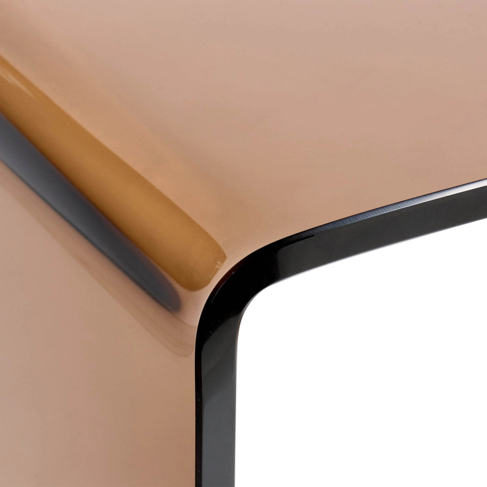 Set di 2 Tavolini Rettangolari a Nido in Vetro marrone stile Minimalista soggiorno