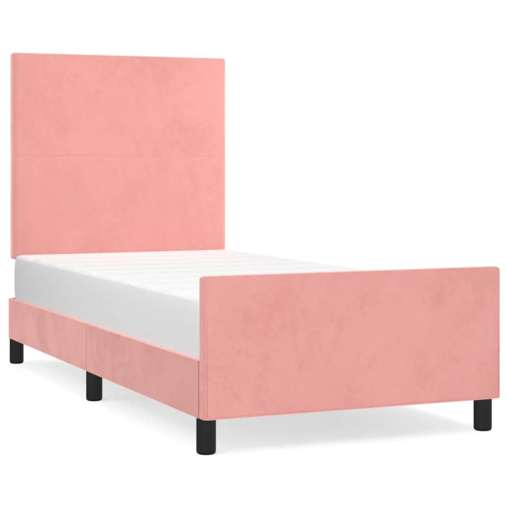 Giroletto con Testiera Rosa 90x190 cm in Velluto 3125610