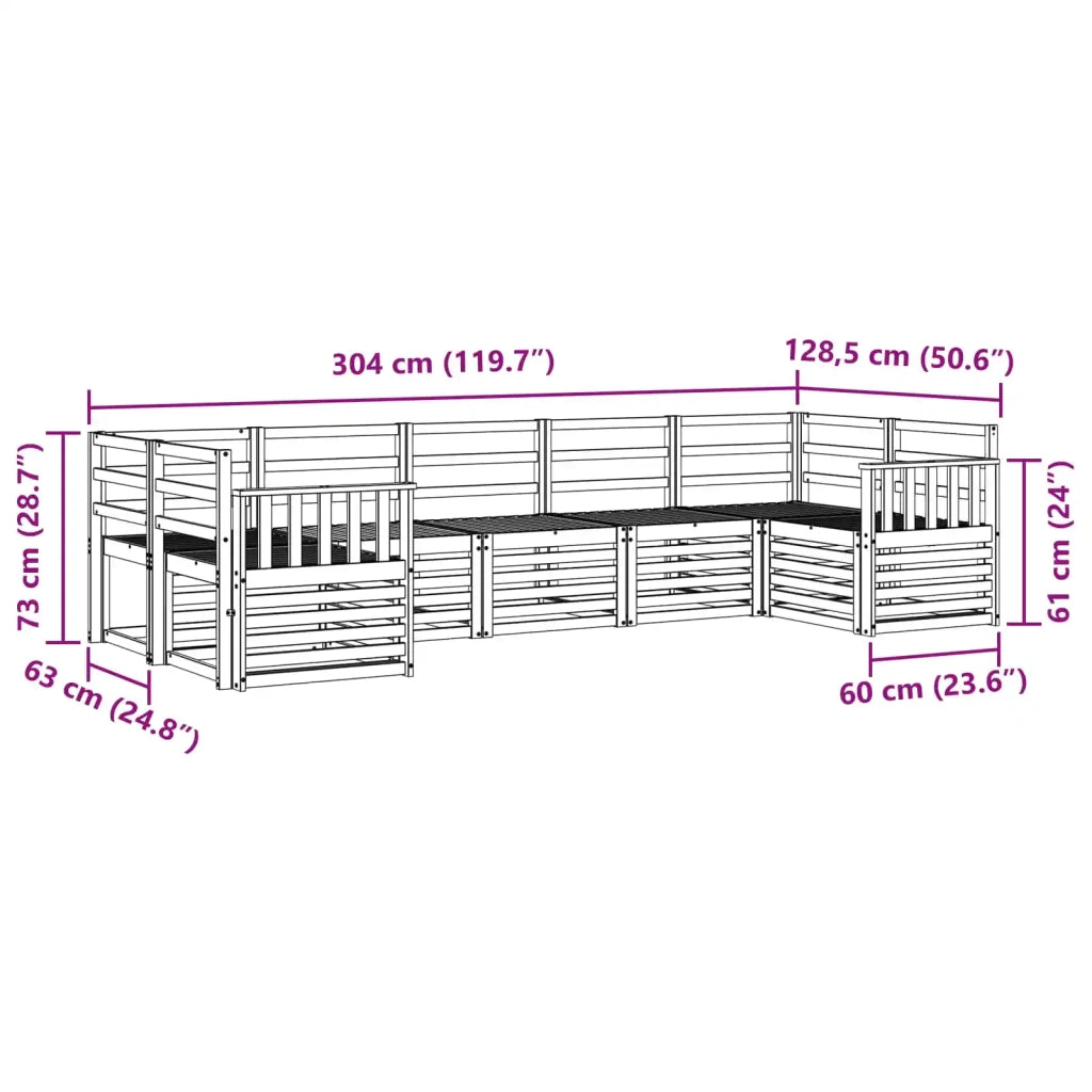Set di divani da esterno 7 pcs Bianco 304 x 128,5 x 73 cm 3392424