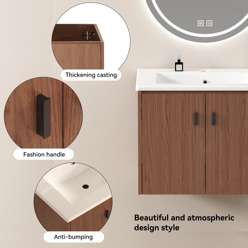 Armadietto Bagno 60 cm ¨C MINIMAL ¨C Marrone, 2 Ante, Salvaspazio