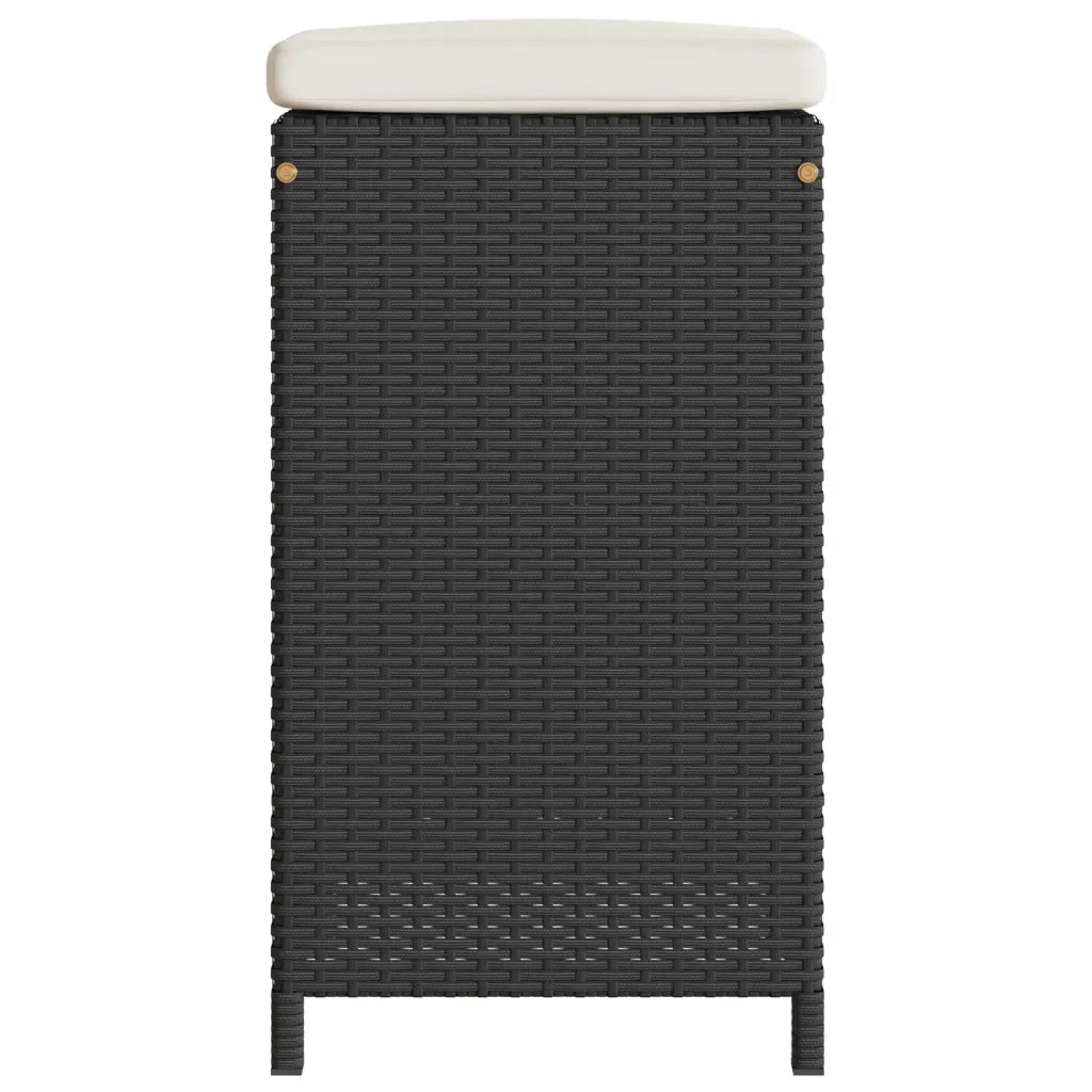 Sgabelli da Bar con Cuscini 2 pz Neri in Polyrattan 368686