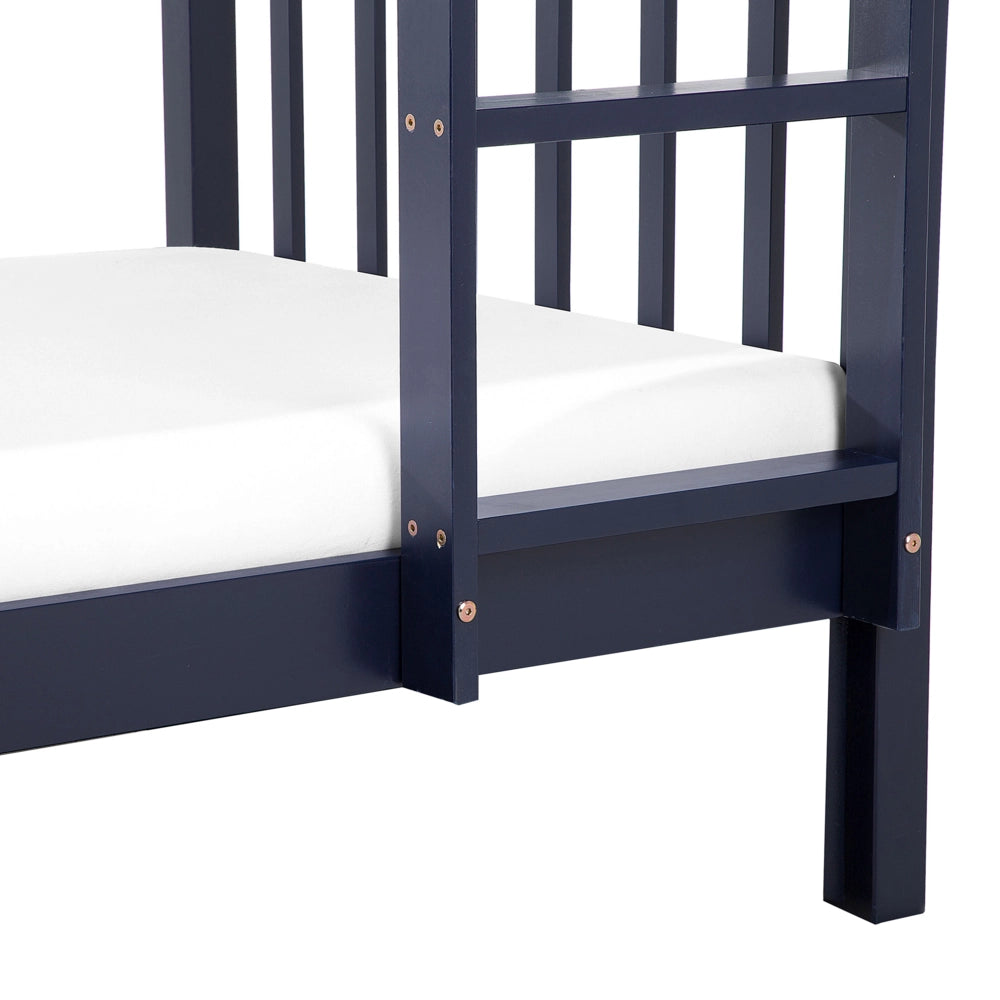 Letto a castello letto doppio in legno di pino blu scuro Single Size 90 x 200 di altezza per bambini cameretta