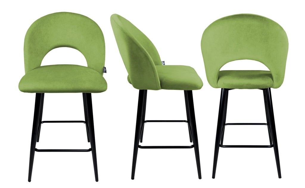 Sgabello cucina imbottito, sgabello alto in velluto verde pistacchio - Zoe - SG39ZOPM