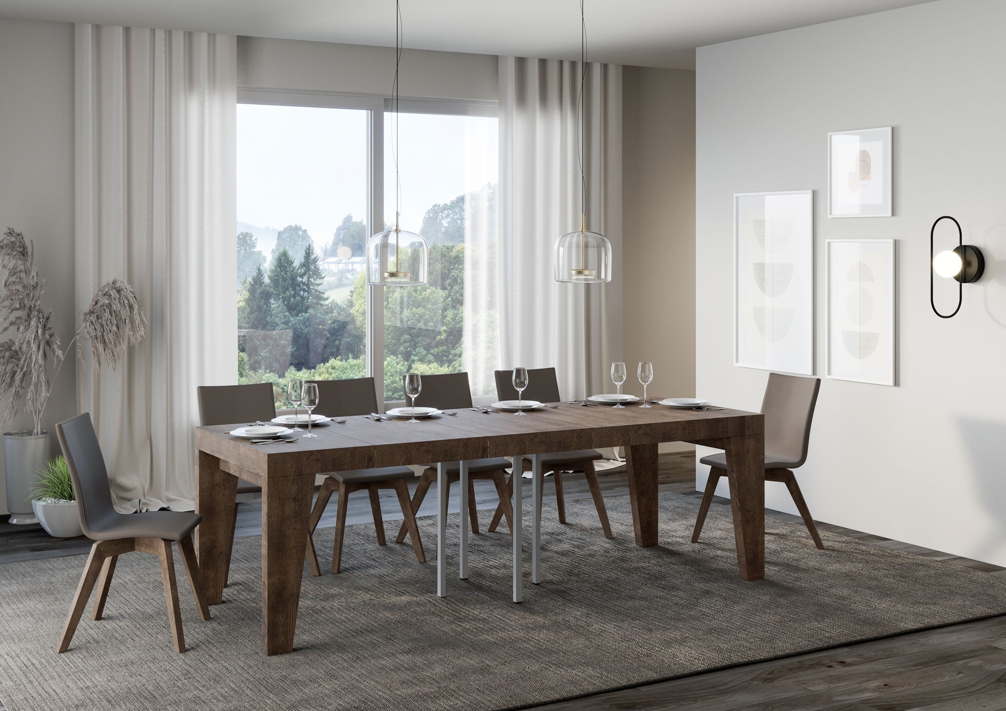 Tavolo Allungabile 90/246x90x77 cm Naxy Premium Noce