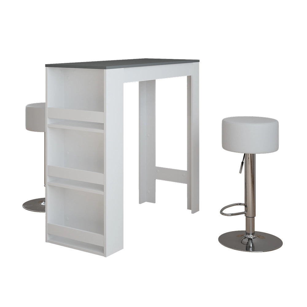 Vicco tavolo bar con sgabelli Bianco/antracite 45 x 110 cm con 2 sgabelli da bar
