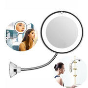 Trade Shop - Specchio Ultra Flessibile Rotondo Trucco Luce Led 5x Pieghevole Rotante Te-b0140 -