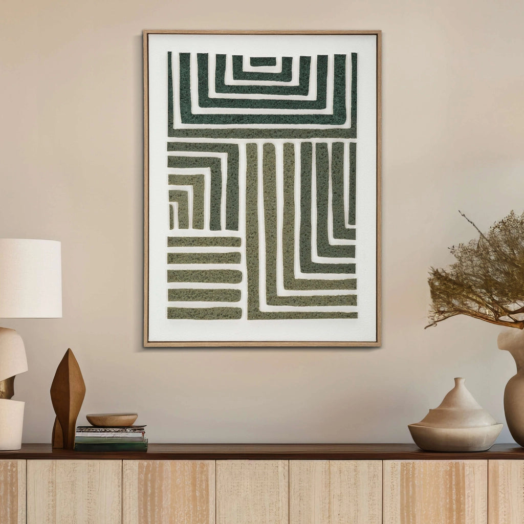 Bamesola, Quadro Effetto Rilievo e Texture Materica, 60x80h cm Verde