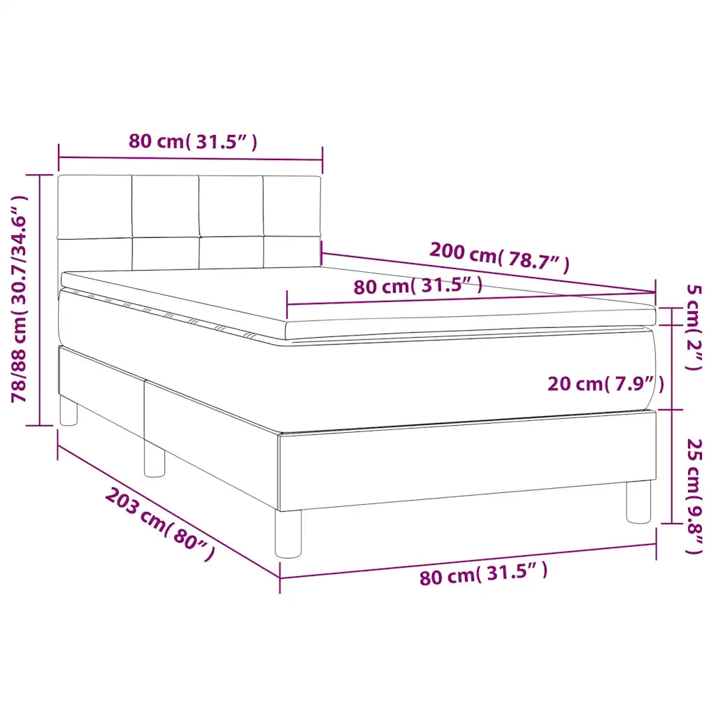 Letto singolo | Letto per adulti | Giroletto a Molle con Materasso Blu 80x200 cm inTessuto
