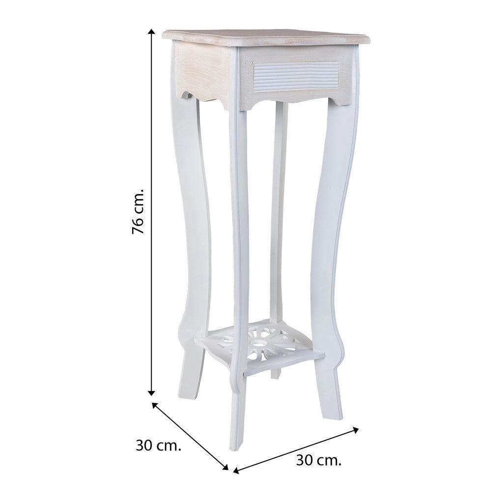 Supporto per vaso in legno bianco 30x30x76