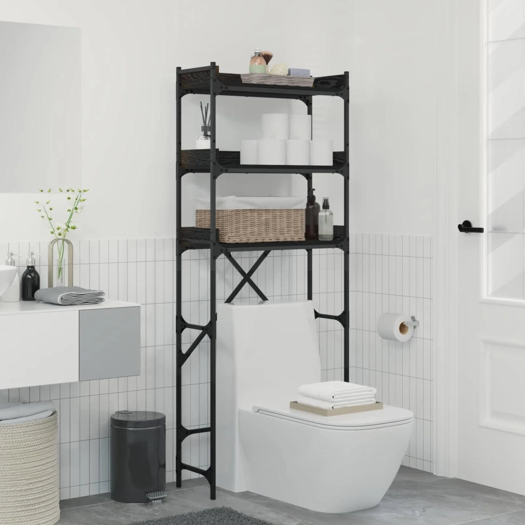 Mensola per lavatrice Rovere Nero 67 x 25 x 163 cm 883552
