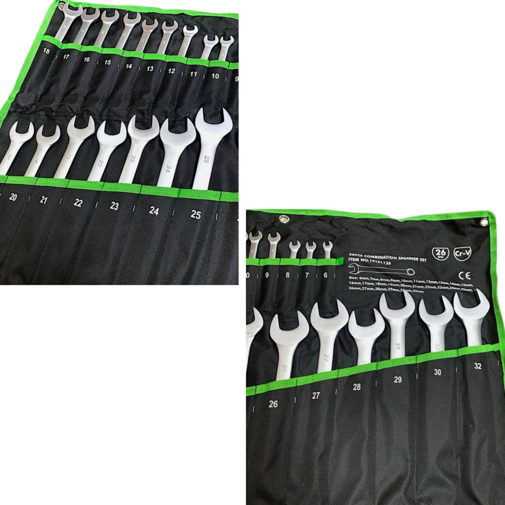 Serie Kit Set 26 Chiavi Combinate A Stella E Fisse Inglesi Da 6 a 32mm 19101126