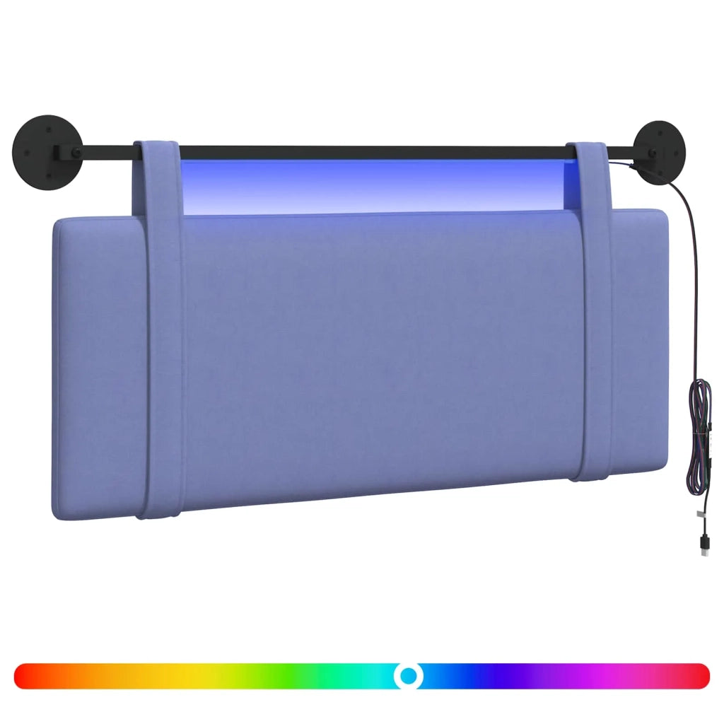 Testiera | Testata sospesa Con luce LED Blu jeans Tessuto
