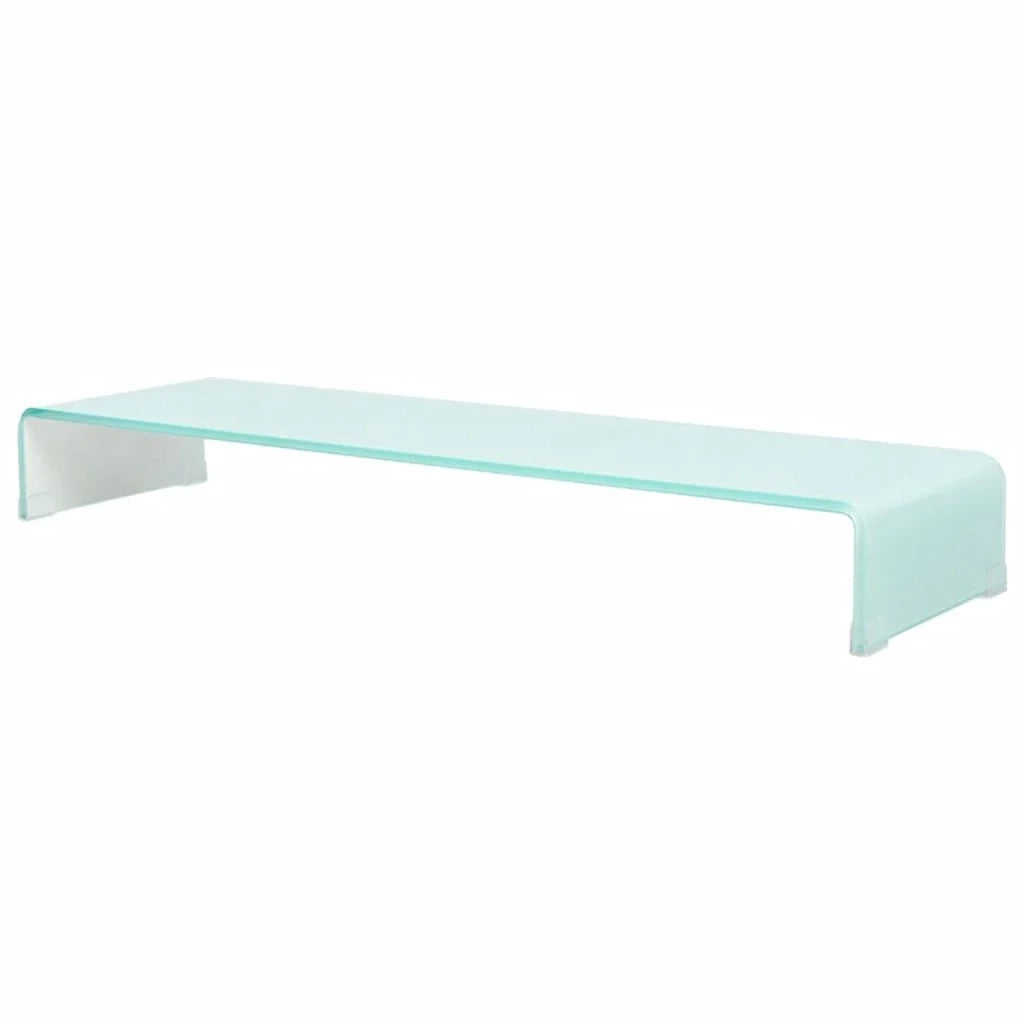 Pratico supporto TV/buffet/supporto per monitor di design per TV in vetro bianco da 100 cm 2502222