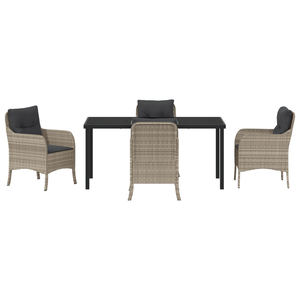 Set di Pranzo da Giardino vitaXL con Cuscini Grigio Chiaro Rattan PE