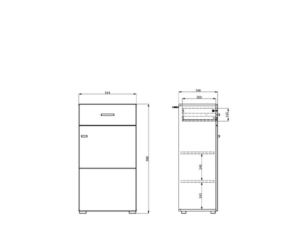 Trevi, Mobile da Ingresso un Cassetto, 51.5x35x98h cm Bianco Crema