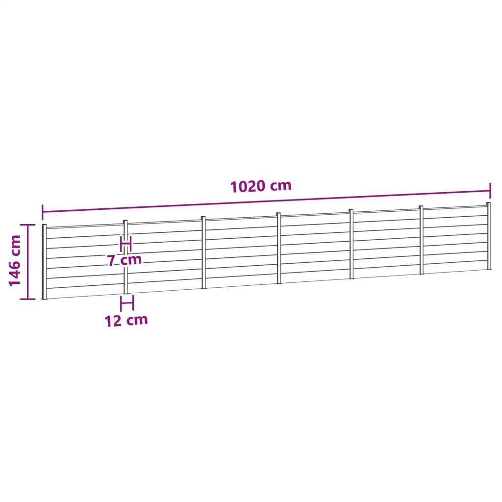 Pannello di Recinzione 6 pcs WPC e Alluminio Nero