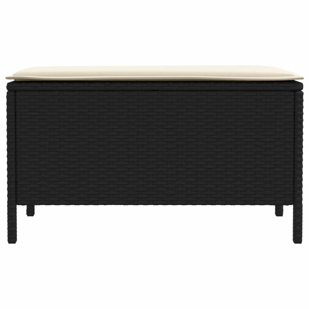 Sedia da giardino-Poggiapiedi da Giardino Nero e Crema 80 x 38 x 45 cm