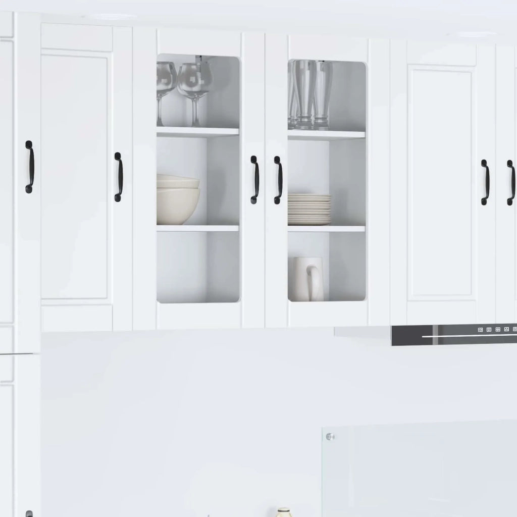 Mobile in vetro da parete PORTO 2 pcs Bianco 40 x 31 x 80 cm 885336