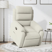 Poltrona Alzapersona Reclinabile Crema in Velluto 3205101