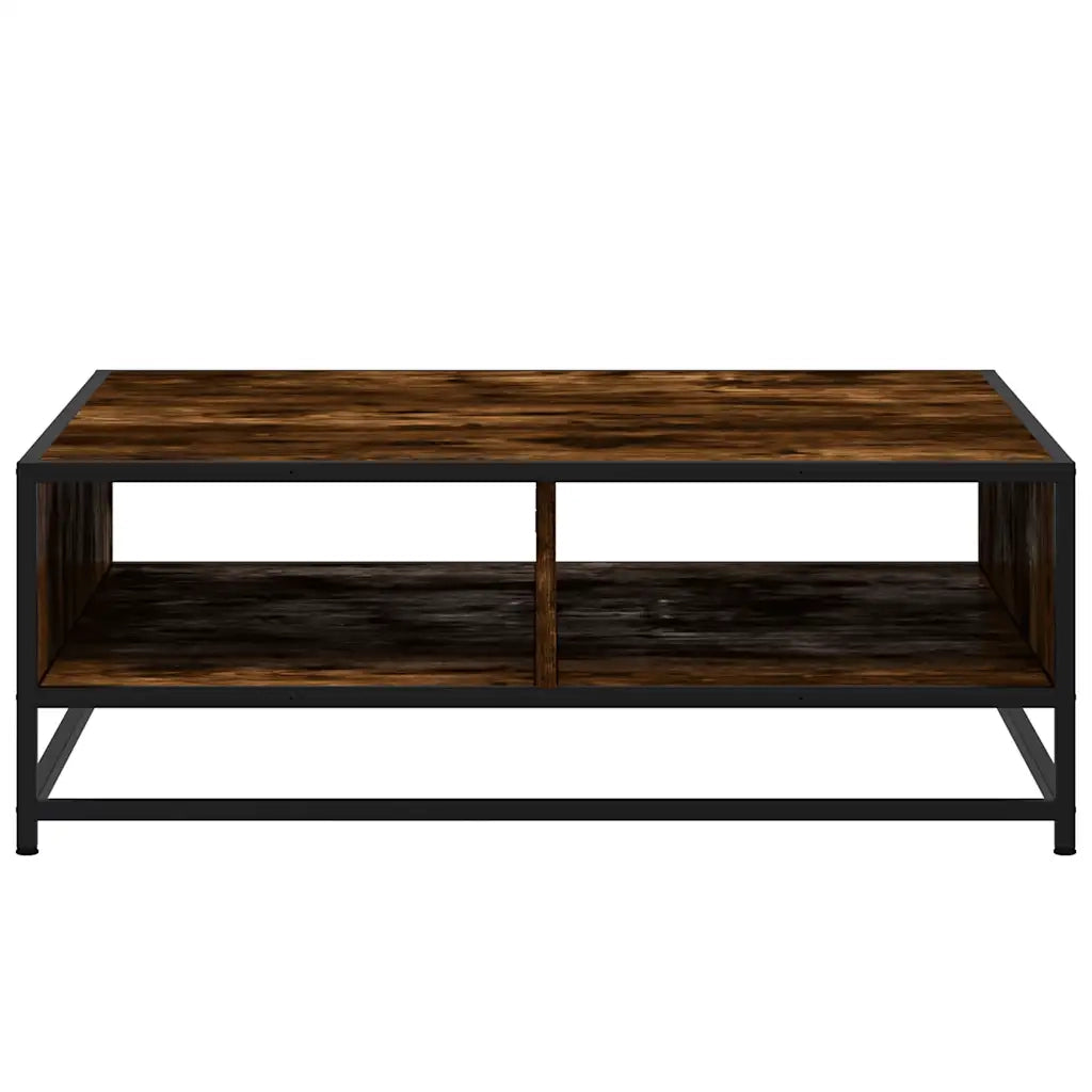Tavolino Rovere Fumo 80x80x30 cm in Truciolato e Metallo