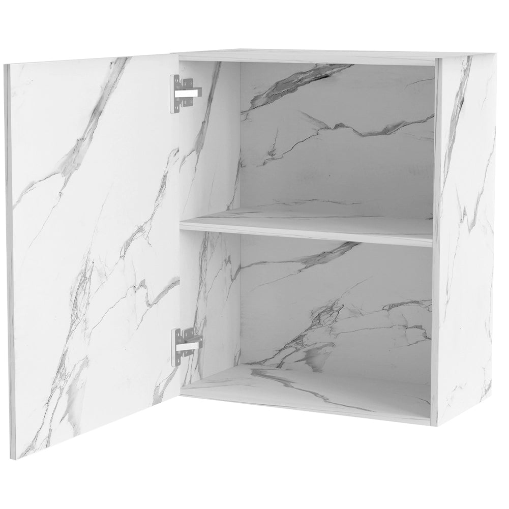 Pensile da Cucina Armadio Sospeso da Parete Anta Singola in  Legno Bianco Effetto Marmo